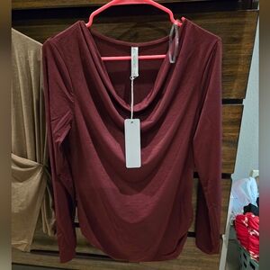 Dear Scarlet Wine Long Sleeve Top NEW Size Large